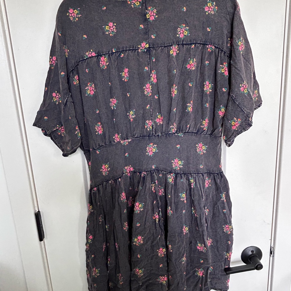 ASOS‎ Charcoal Dress with Floral Accents